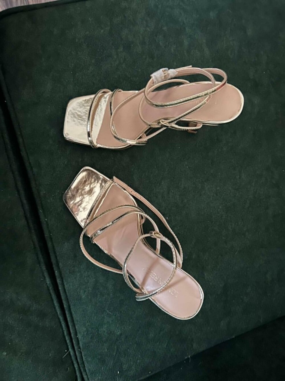 London Rebel strappy heeled sandals in gold